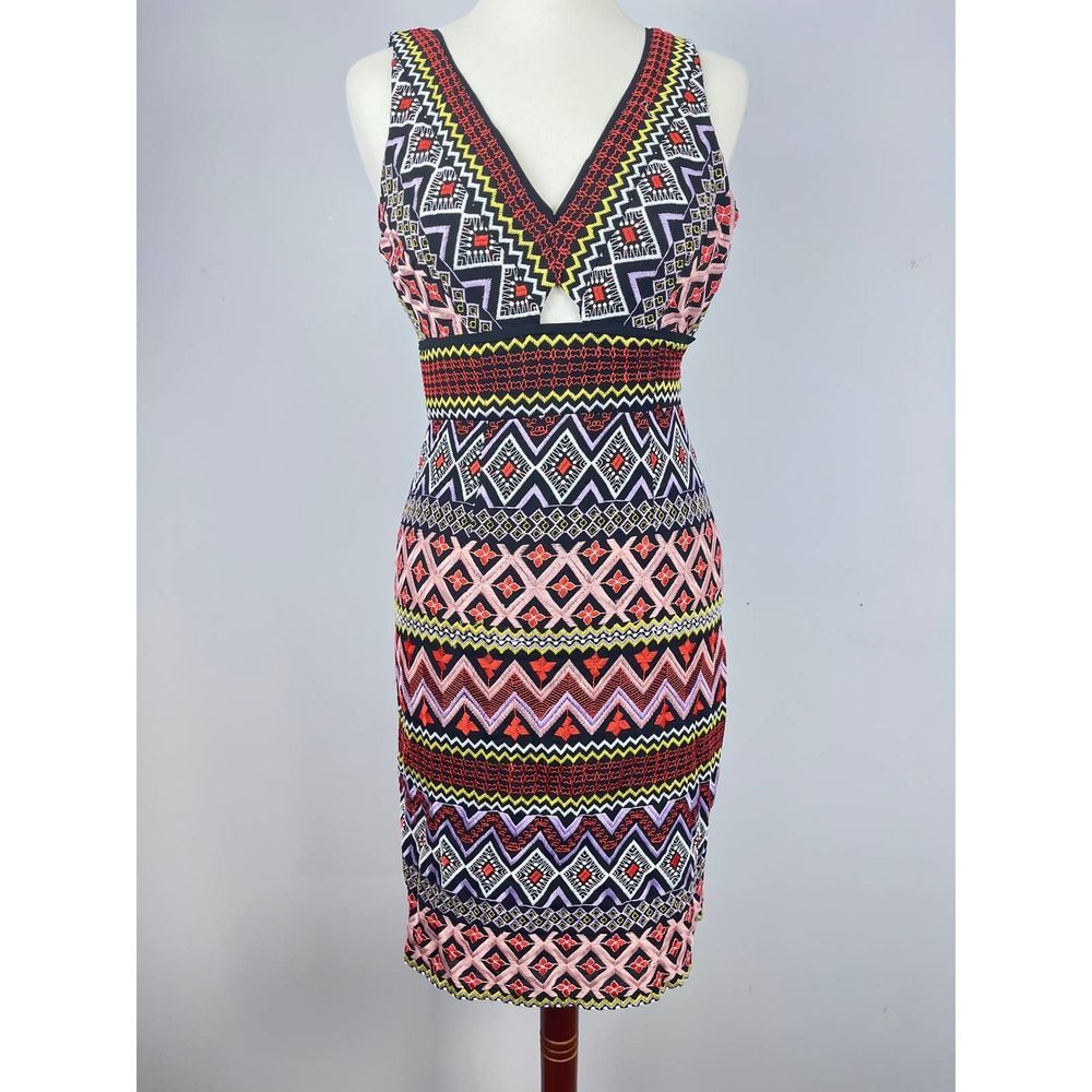 Anthropologie Multi-Color Geo-embroidered By Akemi+kin Cocktail Dress Size 2